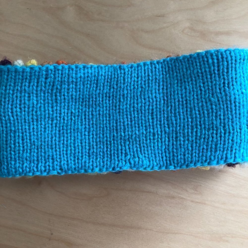 Vintage Wool Diamond Popcorn Knitted Ski Headband Purple Blue Yellow - Picture 2 of 4